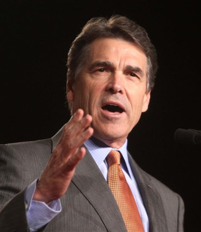 Republican presidential candidate Rick Perry addresses the Conservative Political Action Conference (CPAC) at the Orange County Convention Center in Orlando, Fla., on Sept. 23.